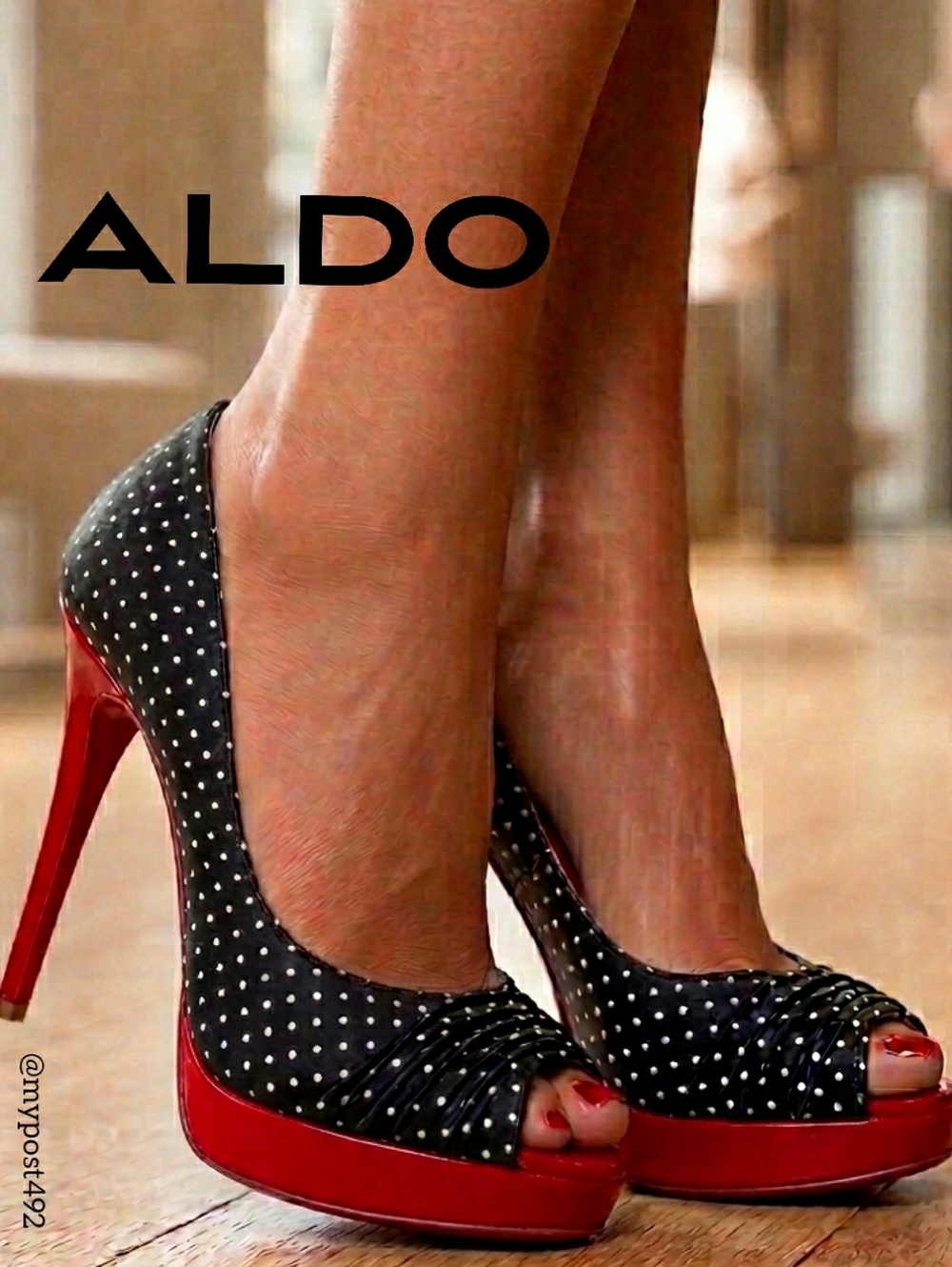 Vintage 90's Polka-dot Sandal👡ALDO Heels| Peep Toe